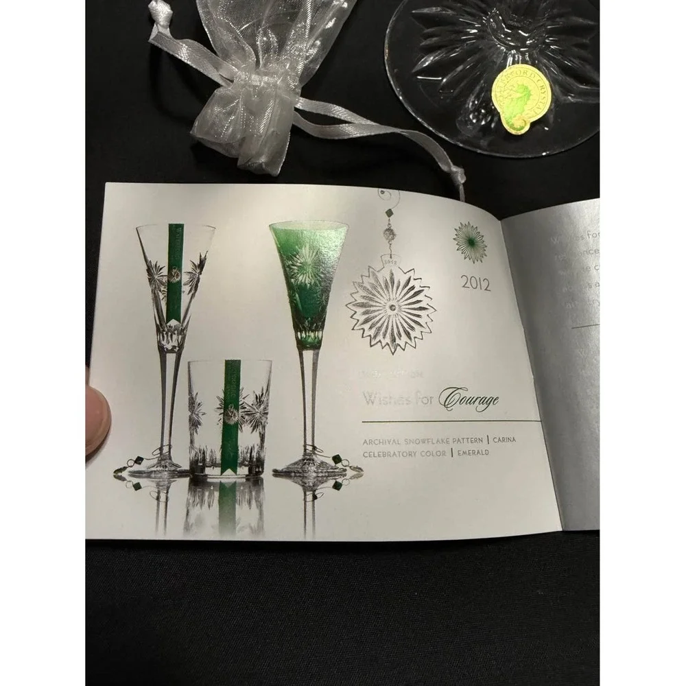 Waterford Snowflake Wishes Courage Crystal Champagne Flutes Pair Unused w/ Box